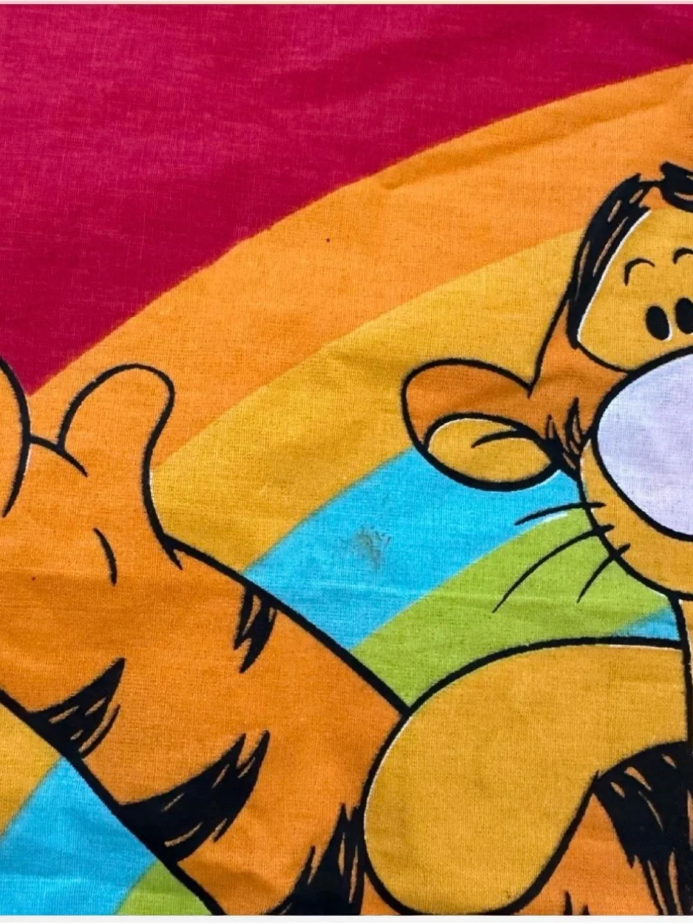 Vintage Y2K Disney Winnie The Pooh and Tigger Pillowcase with Rainbow and Cloud